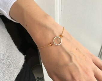 Citrine bracelet for her, November birthstone jewelry for daughter gift for goddaughter bracelet gold - Luna