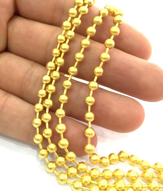 Gold Ball Chain Gold Plated Brass 3.3 ft 1 mt 45 mm
