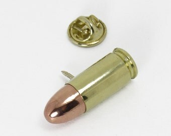 9mm Bullet Tie Pin - Tack - Lapel - or Hat Pin - Lapel - Handmade With A Brass Bullet Casing