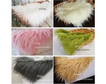 Newborn Photo Prop, Long Pile Faux Fur, Basket Filler, Photography Accents, Faux Fur Fabric, Mongolian Fur, Photography Backdrop, RTS