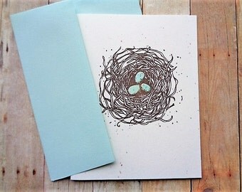 Bird Nest Robin's Eggs Note Cards Stationery Card Set Natural Woodland Cottage Farmhouse