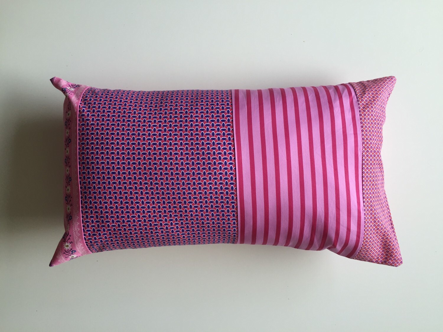 fuchsia lumbar pillow bright pink tones by xxxRedStitcHxxx