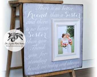 Personalized Bridesmaid Gift, Maid of Honor Gift, Sister Wedding Gift, Will you be my Maid of Honor, Picture frame, Rustic Wedding 16x16