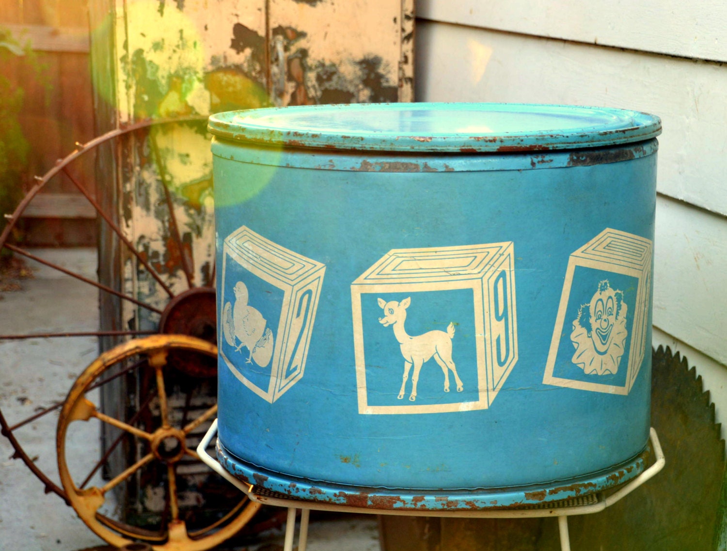 vintage circus toy chest