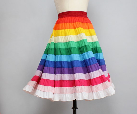 Rainbow Skirt M/L Square Dance Petticoat Skirt Tiered