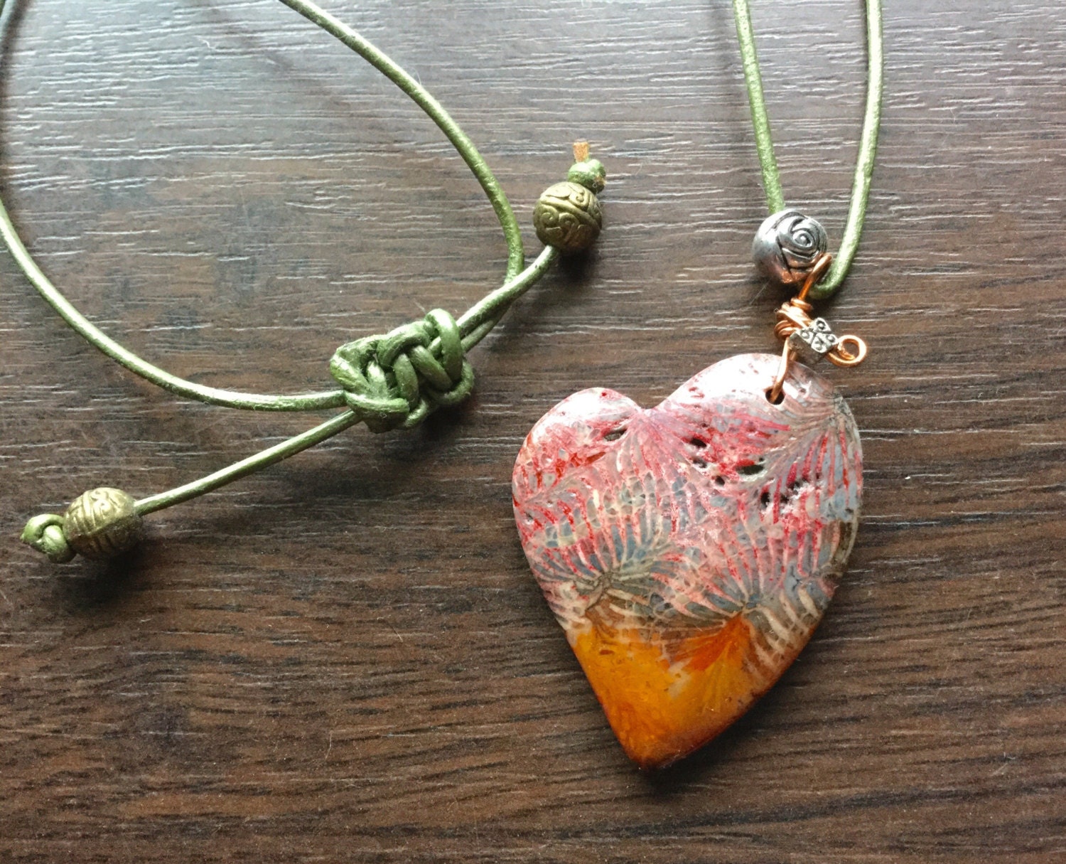 vintage boho pink coral fossil shape necklace pendant vintage boho pink coral fossil shape necklace pendant