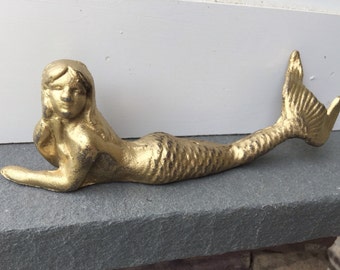 Mermaid/ Cast Iron Mermaid/ Paper weight/ Nautical Decor/ Beach House Decor/ Pool Decor