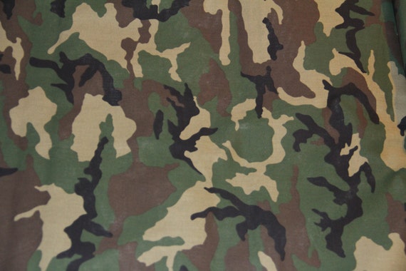 Traditional Army Green and Brown Camouflage fabric per yard/