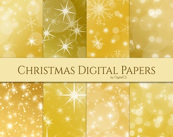 Gold Christmas digital paper Holiday digital paper Winter digital paper bokeh Christmas Bokeh digital paper digital Christmas paper