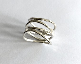 Bague ajourée large en argent sterling