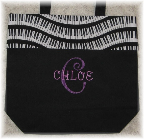 Piano bag personalized music lesson book bag keyboard black