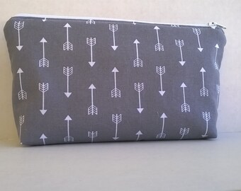 Essential Oil Bag - Travel Bag - Cotton Zipper Pouch - Gray Pouch - Essential Oils Pouch - Personalized Oil Bag - Gifts Under 20