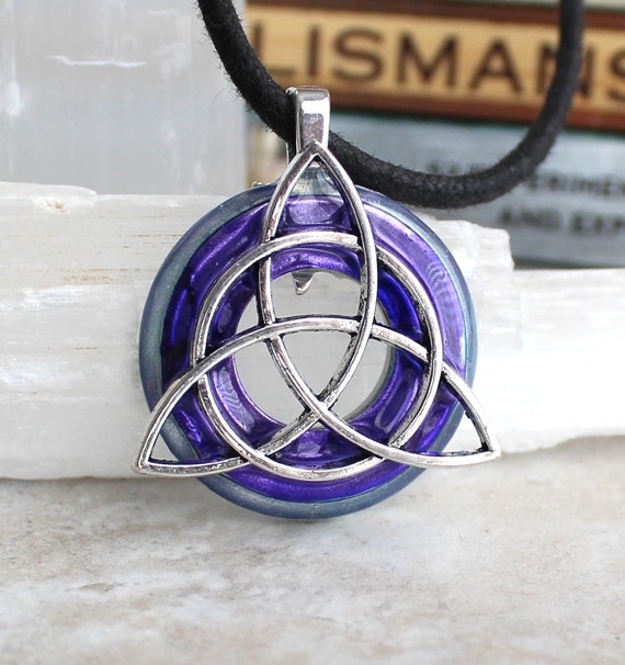 purple triquetra necklace celtic jewelry mens by NatureWithYou