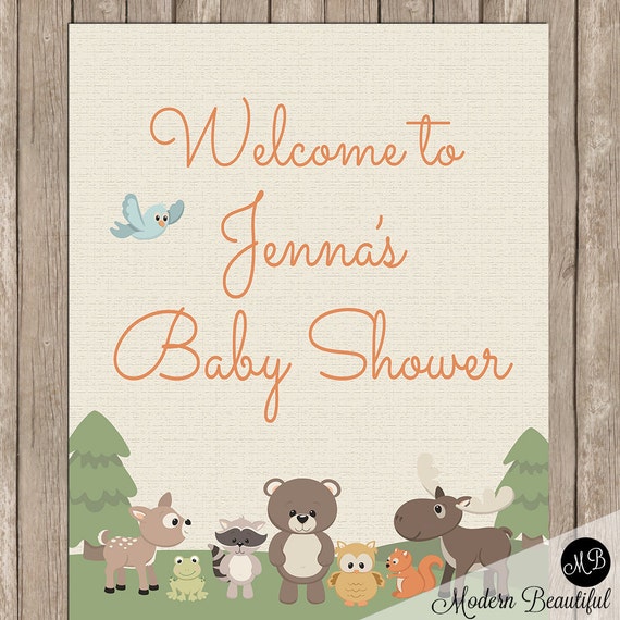 Woodland Baby Shower Welcome Sign Forest Friends Personalized