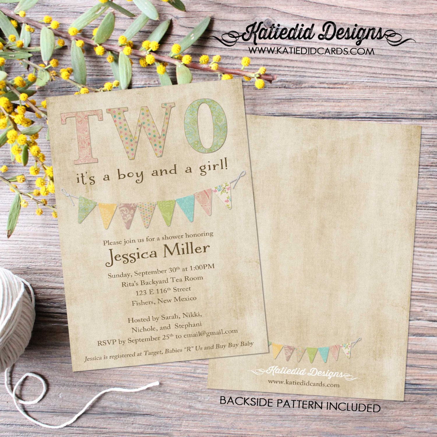 twin baby shower invitation two are better than one twins coed