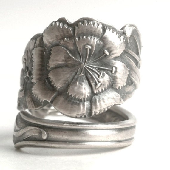 Carnation Ring Sterling Silver Spoon Ring Flower Spoon Ring