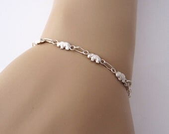 Five little elephants sterling silver bracelet, size adjustable