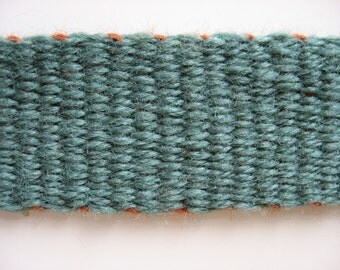 hand-woven wool inkle belt slate green