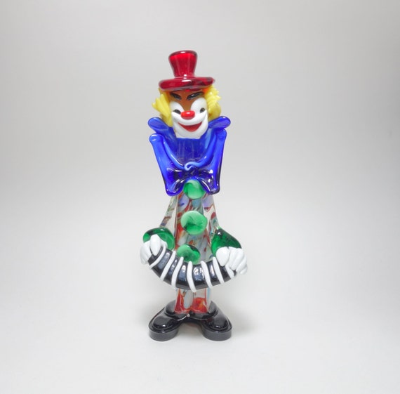 Vintage Murano Art Glass Musician Clown Mid Century Murano