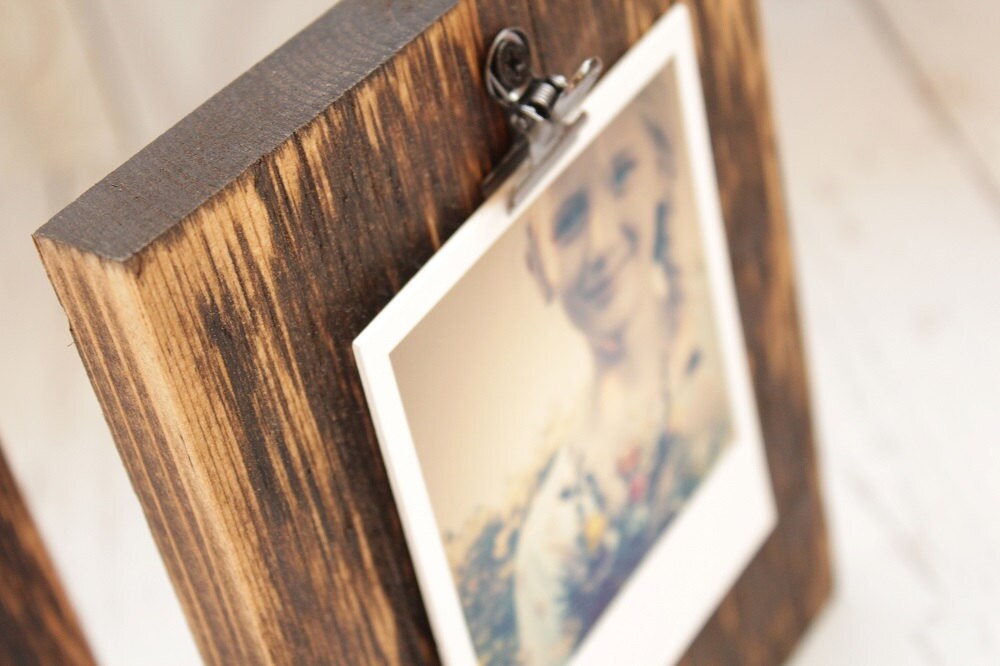 Wood Block Photo Holder Rustic Wood Photo Holder Clipboard