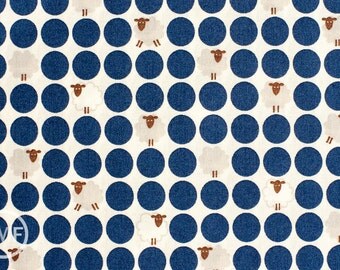 Sheep Dots in Navy Blue, Westex, Japanese Import Fabric, 100% Cotton Fabric