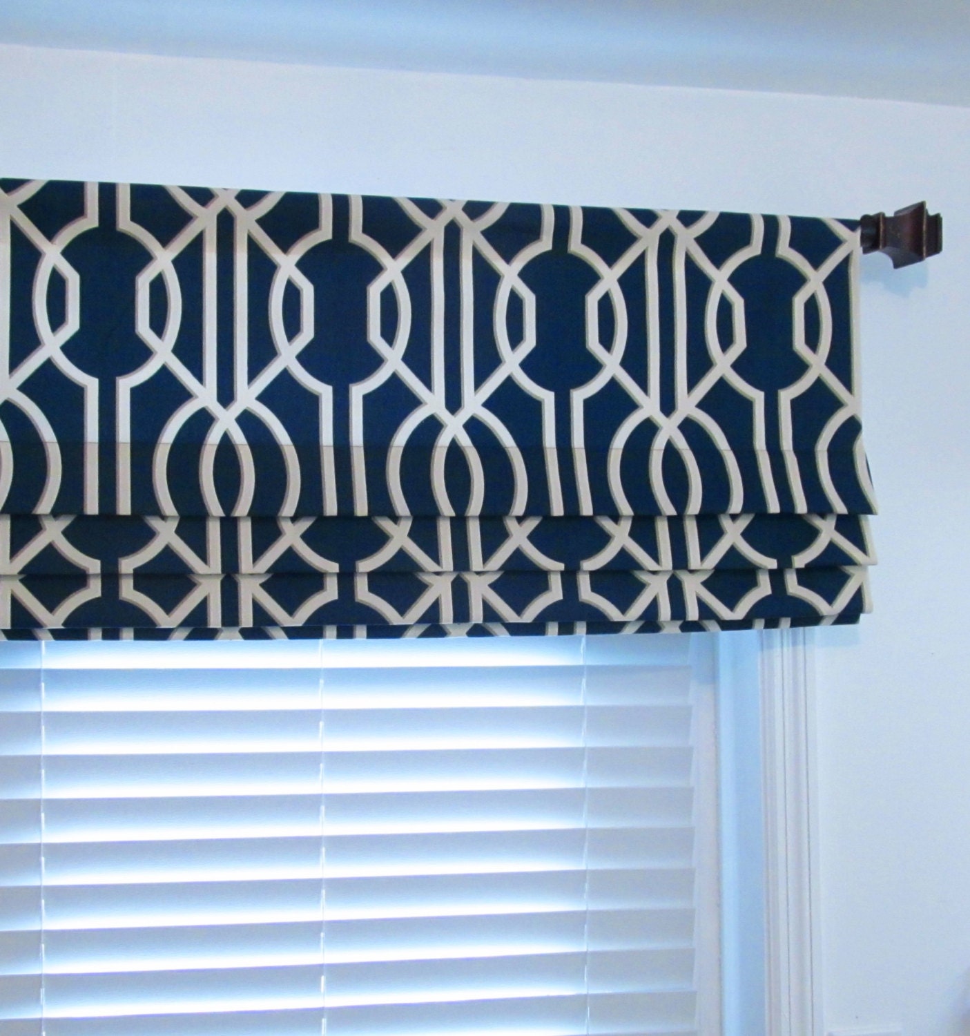 Navy Blue FAUX ROMAN Shades Modern Contemporary Geometric