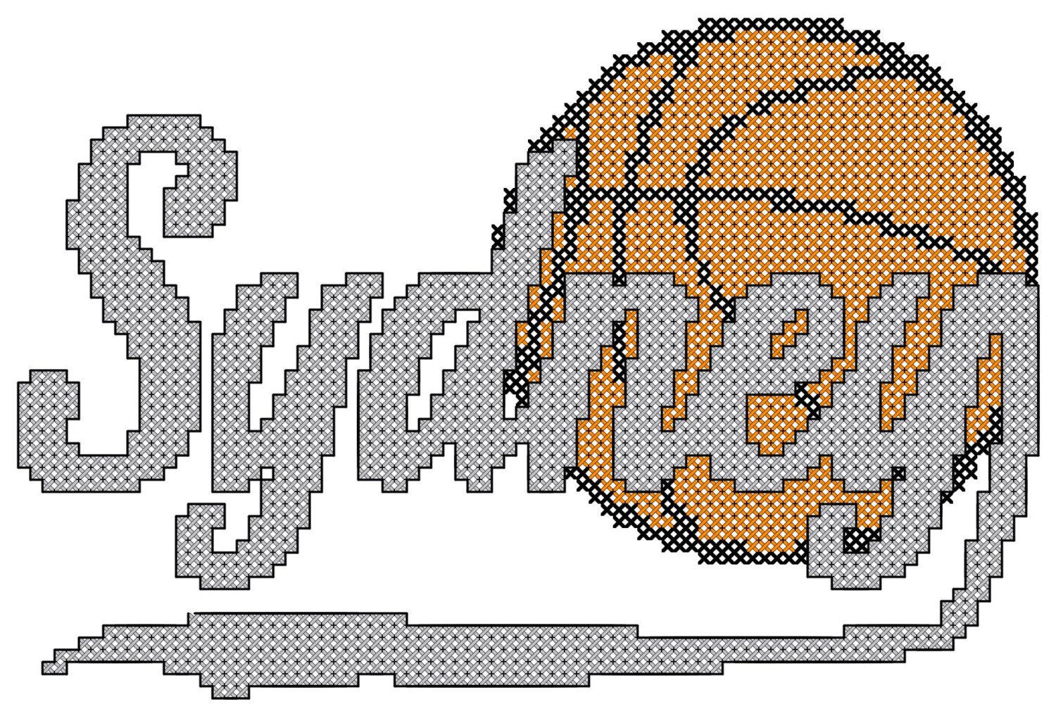 Cross Stitch Pattern Sports Name with Basketball