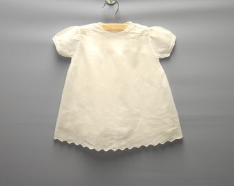Vintage Baby Clothes, 1940's White Embroidered Baby Girl Dress Set, Vintage Baby Dress, White Baby Dress, Size 12 Months
