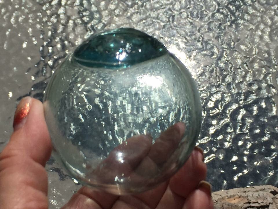 Set of Two Small Vintage Glass Floats Old Japanese Fishing