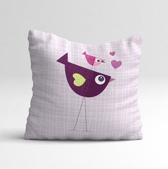 Throw pillow with cute birds decorative pillow pillow cover
