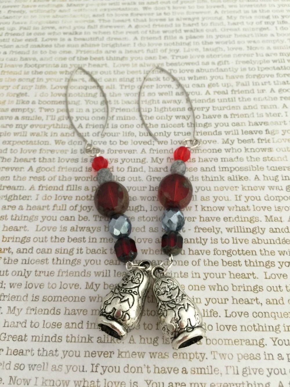 Matryoshka Nesting Doll Earrings OOAK Made With by ACharmingTime