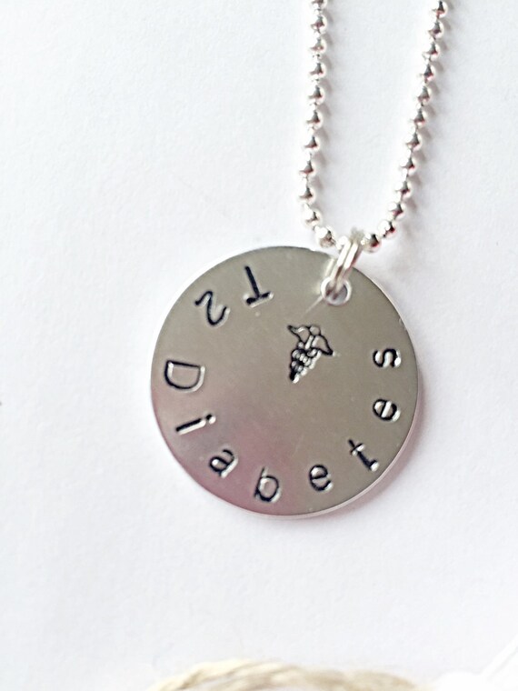 T2 Diabetes Necklace Diabetic Necklace Hand Stamped
