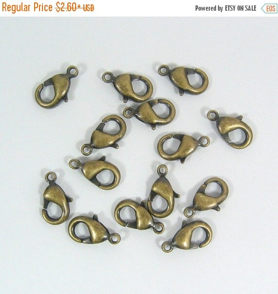 12mm x 7mm Lobster Clasps Antique Brass by