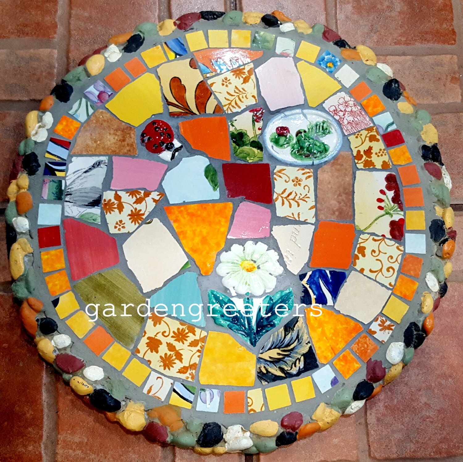 Mosaic stepping stone Mosaic wall plaque Mosaic wall decormbh