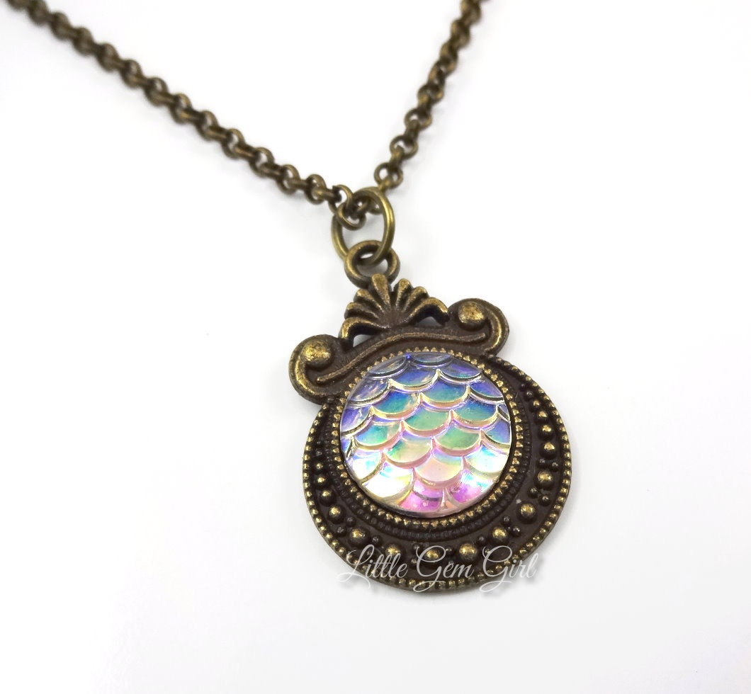 Dragon Scale Necklace Mermaid Scale Necklace by LittleGemGirl