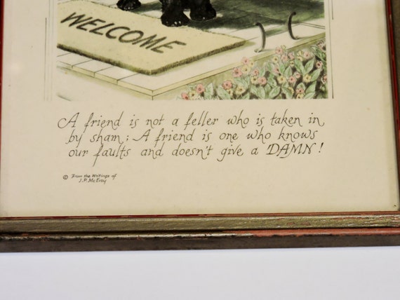 Framed Scottie Dog Vintage Buzza Motto Friendship Print