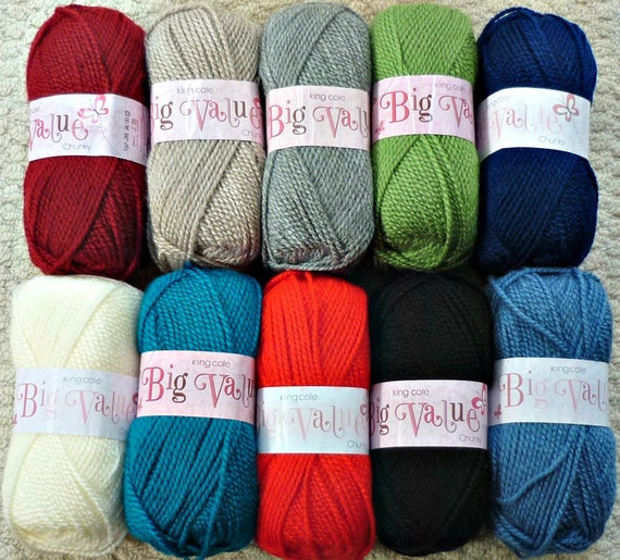 Chunky Knitting Wool/Yarn King Cole Big Value Chunky Bulky