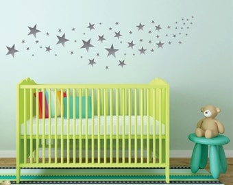 Silver Star Wall Decals -Nursery Wall Decals - Design Pack of 109 Stars