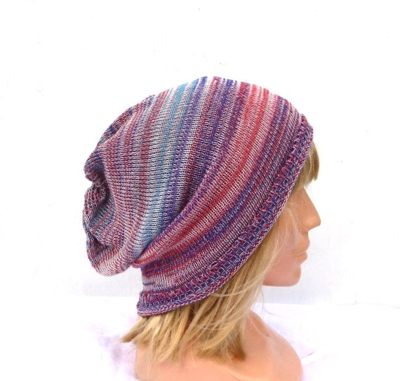 knitted cotton hat knit colorful beanie by peonijahandmadeshop