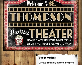 Custom Home Theater Sign // Metal Sign // 12"x16"