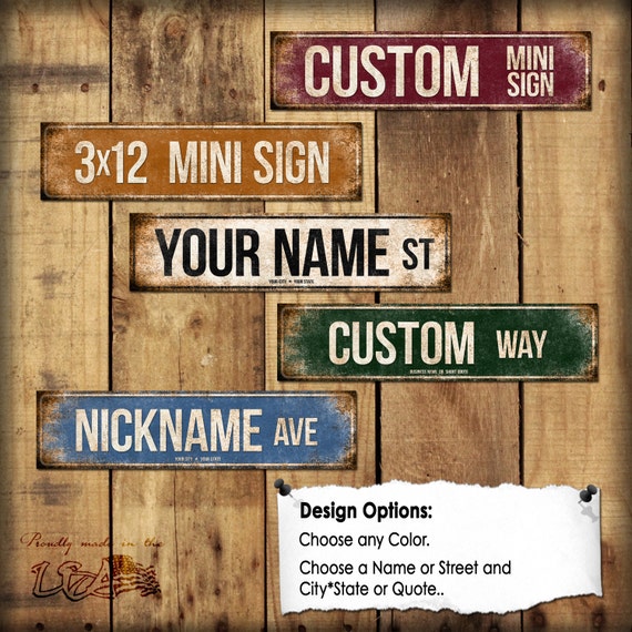 Custom Mini Sign // 1 Metal Street Sign // 3 x 12