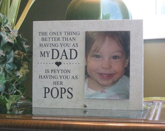Pops Gift (SELECT ANY GRANDFATHER Name) Pops Frame, Pops Picture Frame, Pops Photo Frame. Personalized, 4x6 photo, Saying & Paper Choice