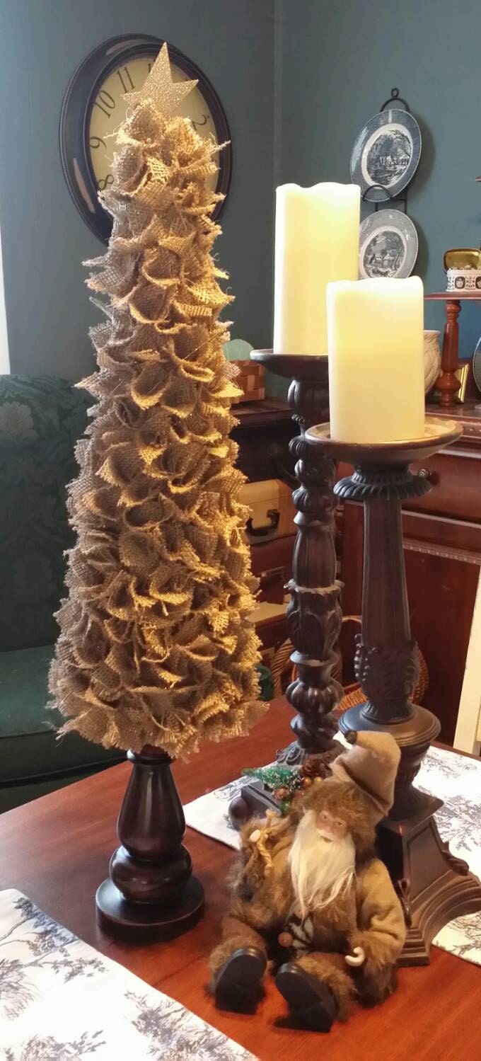 Rustic Burlap Christmas Tree by TravelingFarmGirls on Etsy