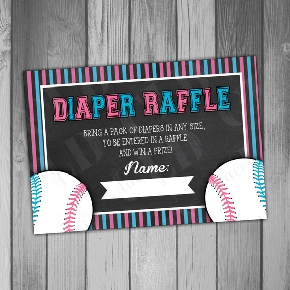 Baby Shower Diaper Raffle Ticket Baseball Gender Reveal Baby Shower Diaper Raffle Ticket Baseball Gender Reveal