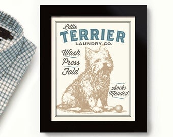 Terrier Dog Art Laundry Room Decor West Highland Westie Dog Wash Norwich Terrier Laundry Sign Wall Art Print Washing Machine Cairn Terrier