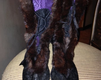 Amazing Edwardian Mink-Trimmed Snow Boots
