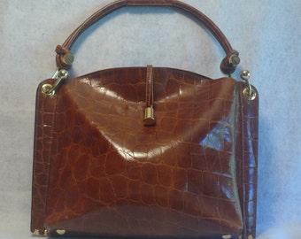 Designer Jad Handmade Chestnut Genuine Italian Leather Brass Cabas Chic Shoulder Bag