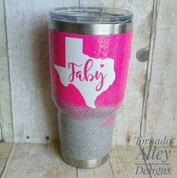 Glitter Yeti Neon Pink & Silver. Camping or by TornadoAlleyDesign