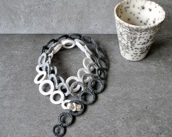 Ombrè crochet necklace - Fashion fabric necklace - Fiber necklace - modern crochet - necklace cashmere - Luxury gift for her