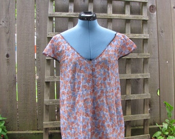 Sheer Floral Eco Tunic Shirt/ Upcycled Womens Butterfly Sleeve Top/ Sustainably Made Blouse XS